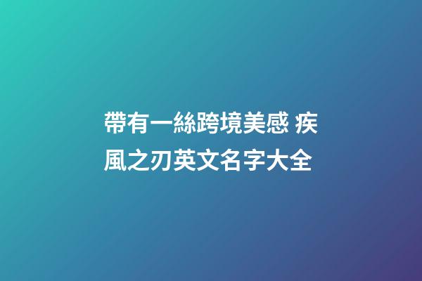 帶有一絲跨境美感 疾風之刃英文名字大全